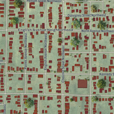 Close-up 1 of the English Avenue, Georgia map artwork