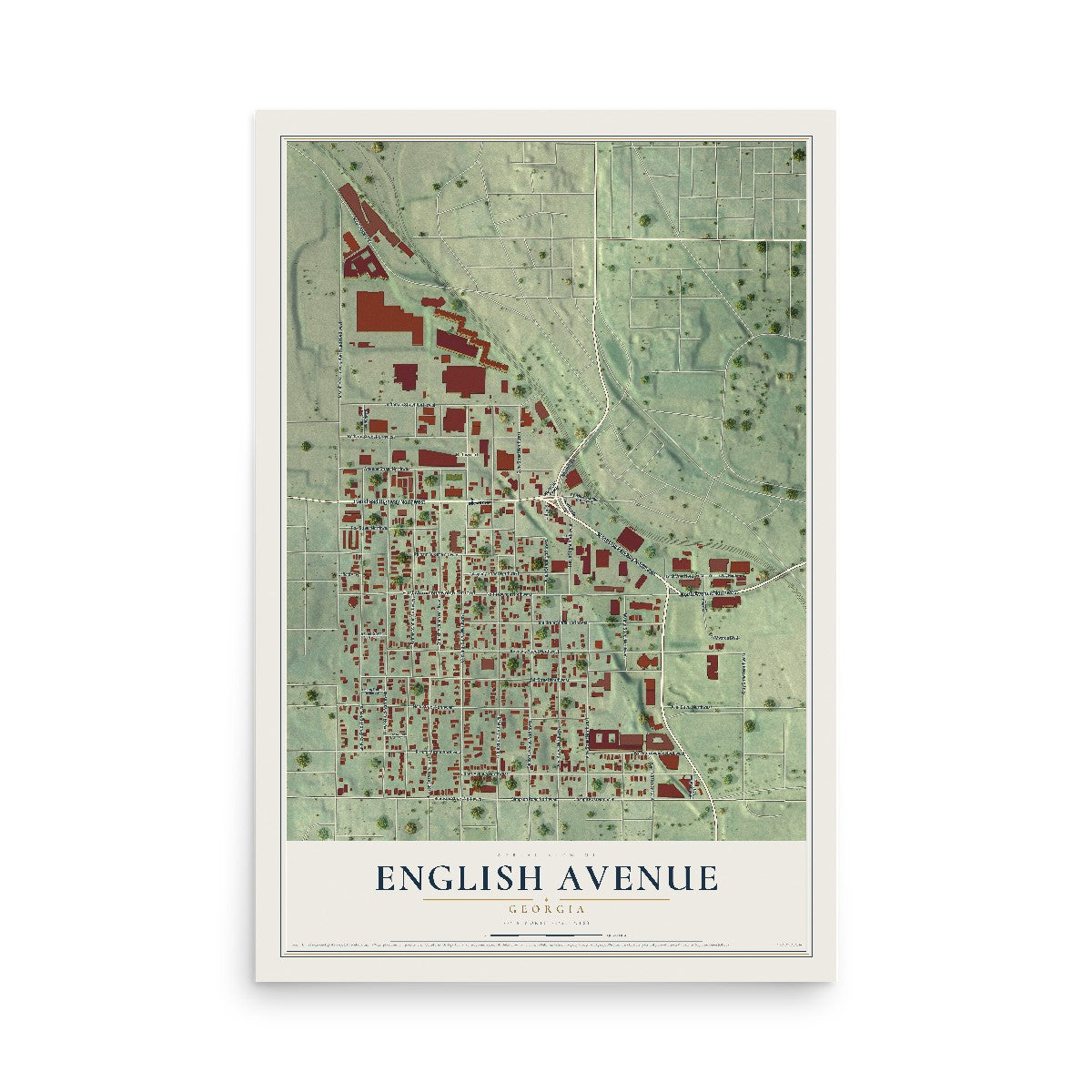 English Avenue, Georgia map print, 12" x 18" Archival Matte Print mockup