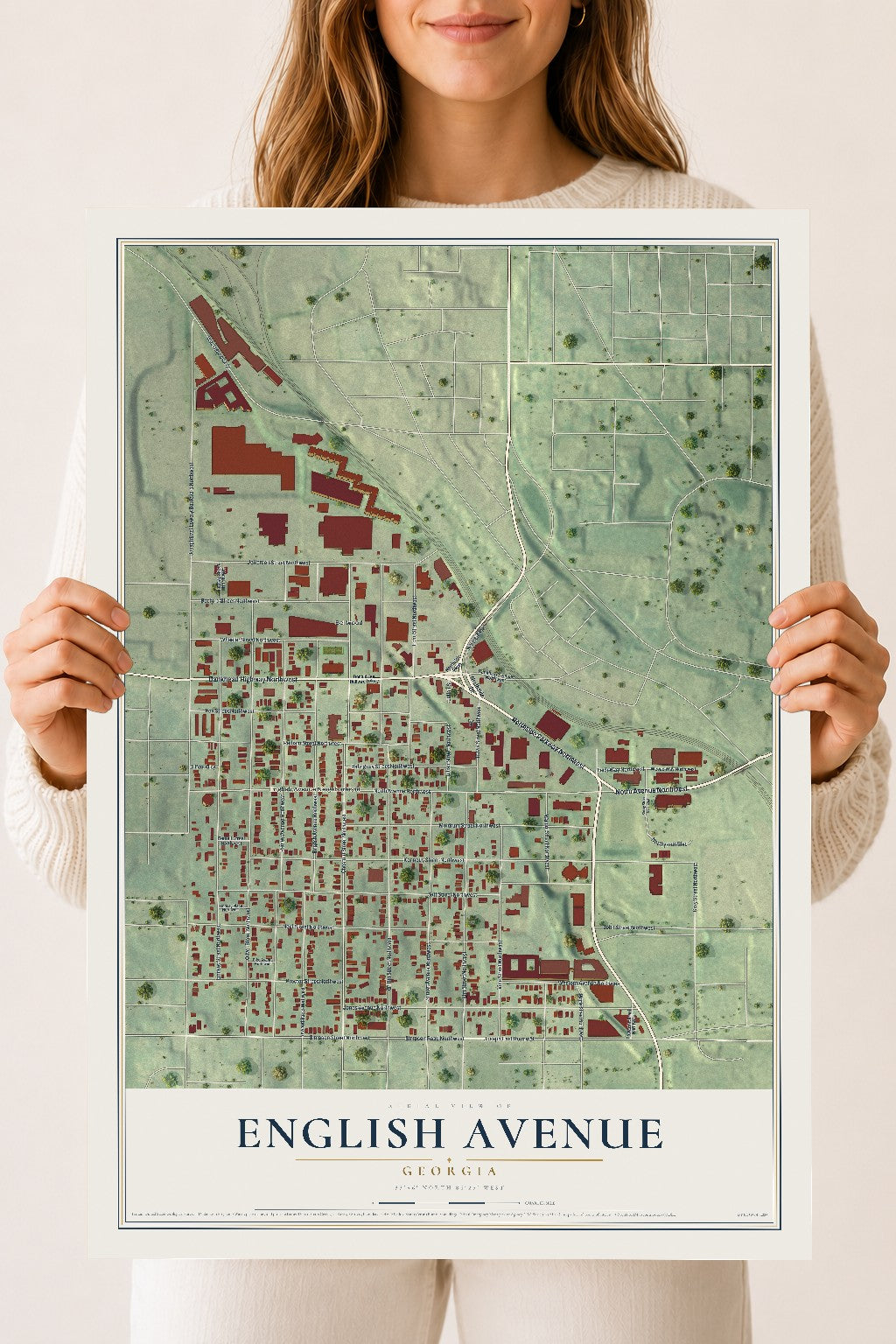 English Avenue, Georgia map print, 18" x 24" Archival Matte Print mockup