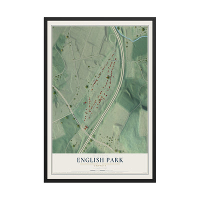 English Park, Georgia map print, 12" x 18" W/ Black Ayous Wood Frame mockup
