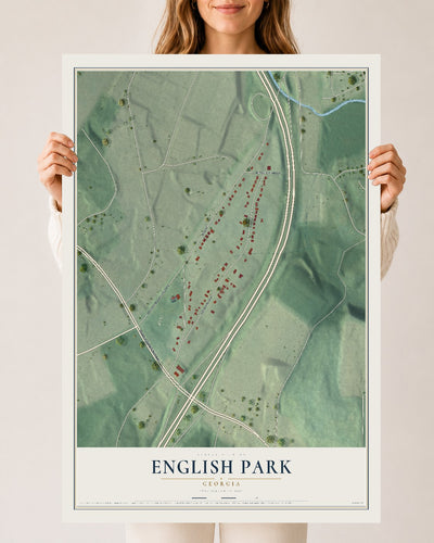 English Park, Georgia map print, 24" x 36" Archival Matte Print mockup