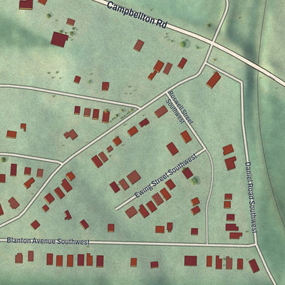 Close-up 1 of the Fairburn, Georgia map artwork