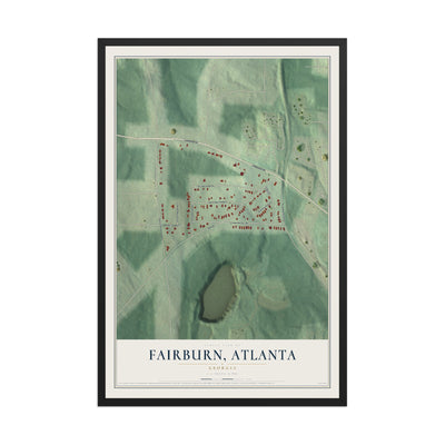Fairburn, Georgia map print, 12" x 18" W/ Black Ayous Wood Frame mockup