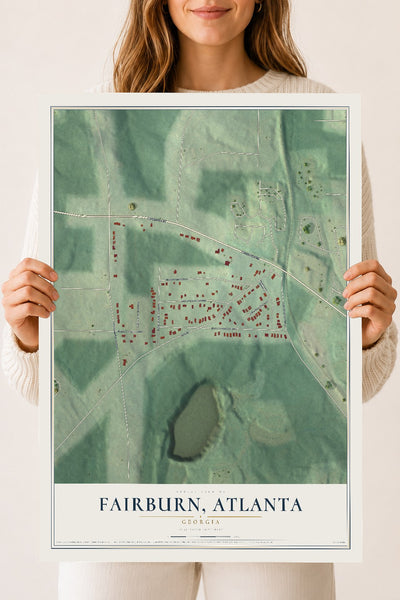 Fairburn, Georgia map print, 18" x 24" Archival Matte Print mockup