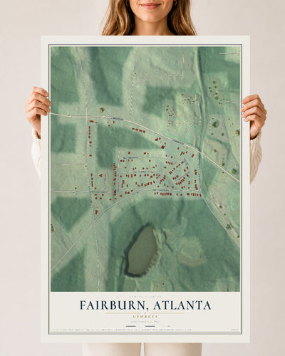 Fairburn, Georgia map print, 24" x 36" Archival Matte Print mockup
