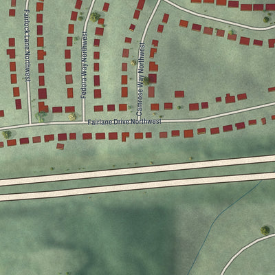 Close-up 1 of the Fairburn Heights, Georgia map artwork