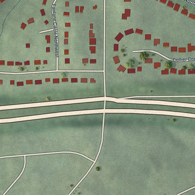 Close-up 2 of the Fairburn Heights, Georgia map artwork