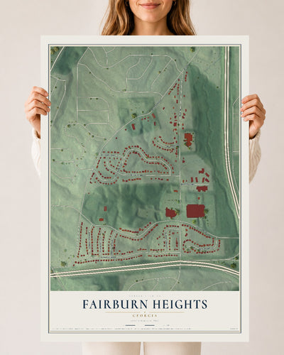 Fairburn Heights, Georgia map print, 24" x 36" Archival Matte Print mockup