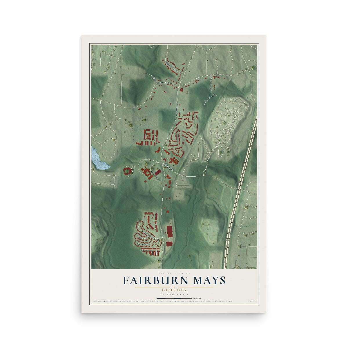 Fairburn Mays, Georgia map print, 12" x 18" Archival Matte Print mockup