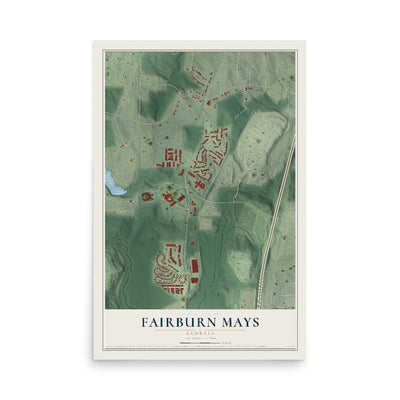 Fairburn Mays, Georgia map print, 12" x 18" Archival Matte Print mockup