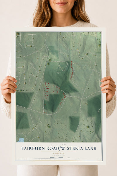 Fairburn Road-Wisteria Lane, Georgia map print, 18" x 24" Archival Matte Print mockup