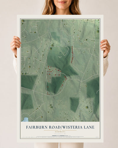 Fairburn Road-Wisteria Lane, Georgia map print, 24" x 36" Archival Matte Print mockup
