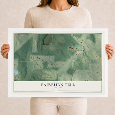 Fairburn Tell, Georgia map print, 12" x 18" W/ White Ayous Wood Frame mockup