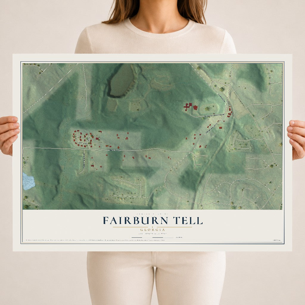 Fairburn Tell, Georgia map print, 18" x 24" Archival Matte Print mockup