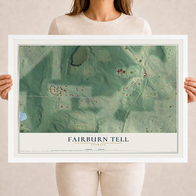 Fairburn Tell, Georgia map print, 18" x 24" W/ White Ayous Wood Frame mockup