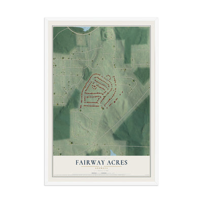 Fairway Acres, Georgia map print, 12" x 18" W/ White Ayous Wood Frame mockup