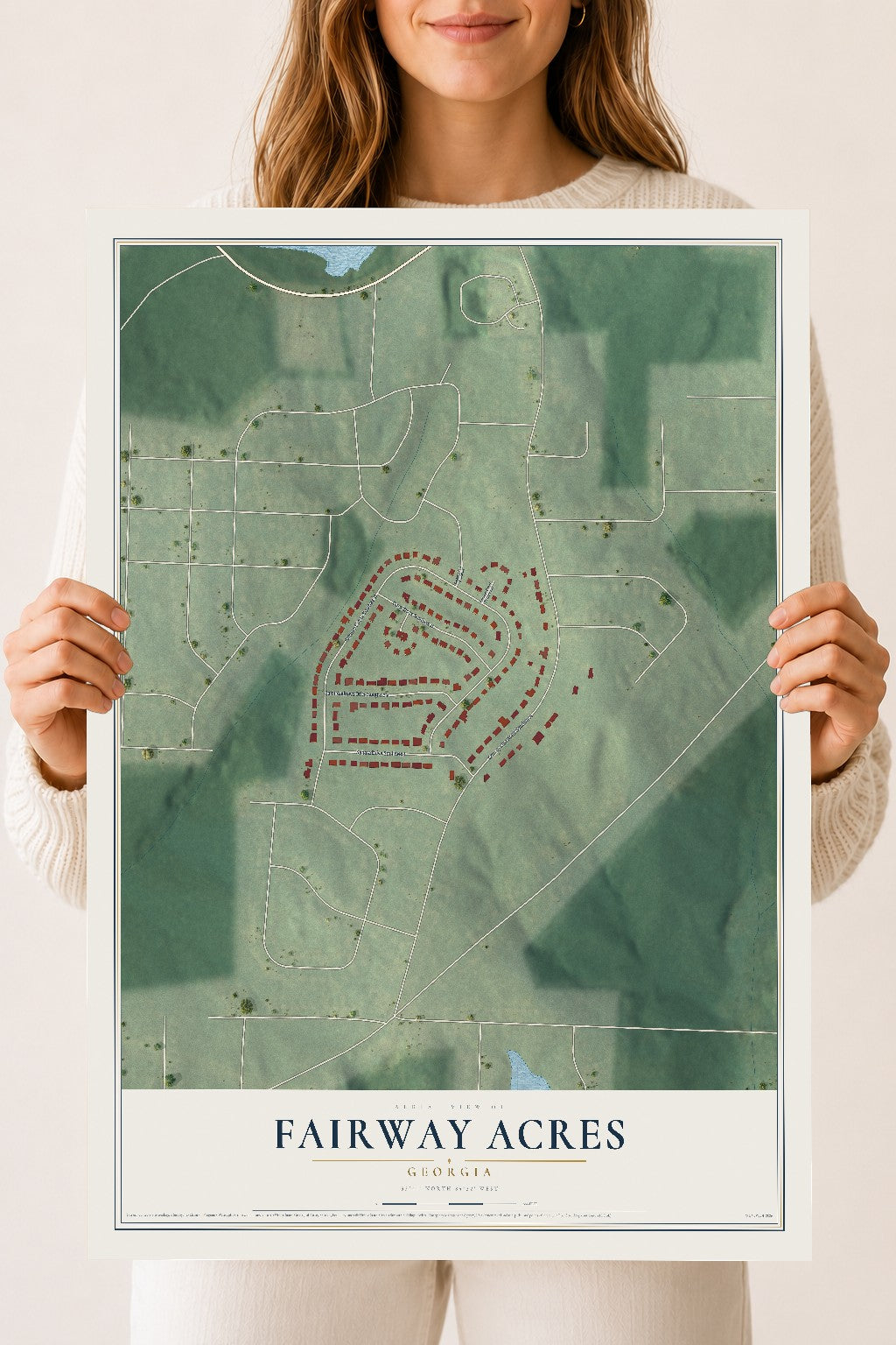 Fairway Acres, Georgia map print, 18" x 24" Archival Matte Print mockup