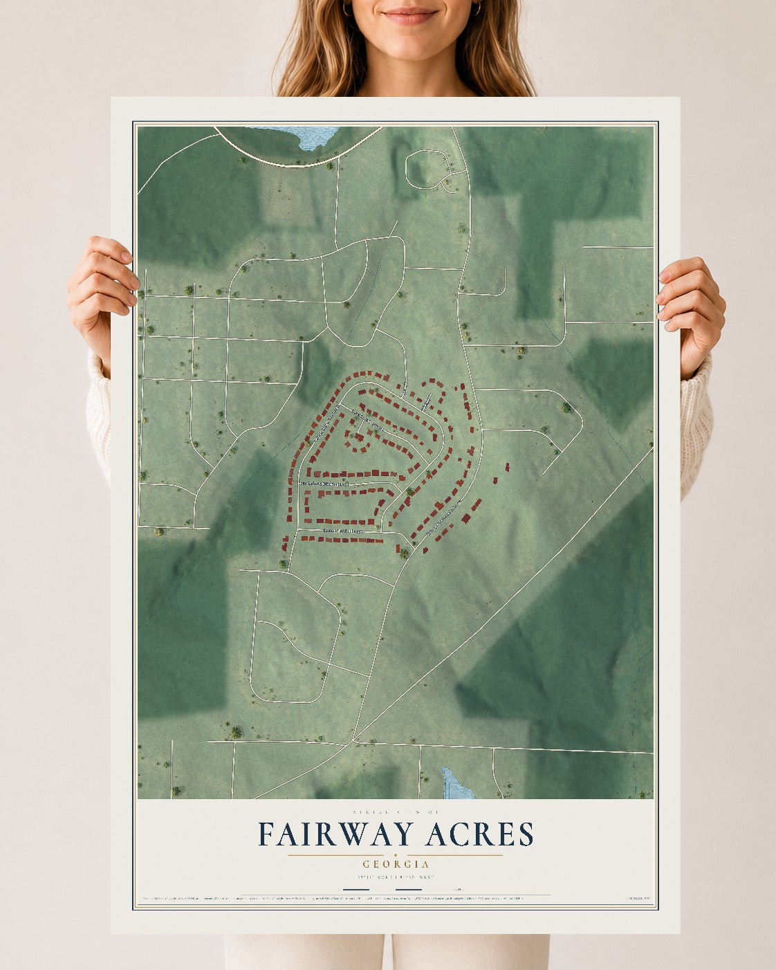 Fairway Acres, Georgia map print, 24" x 36" Archival Matte Print mockup