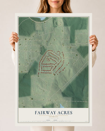 Fairway Acres, Georgia map print, 24" x 36" Archival Matte Print mockup
