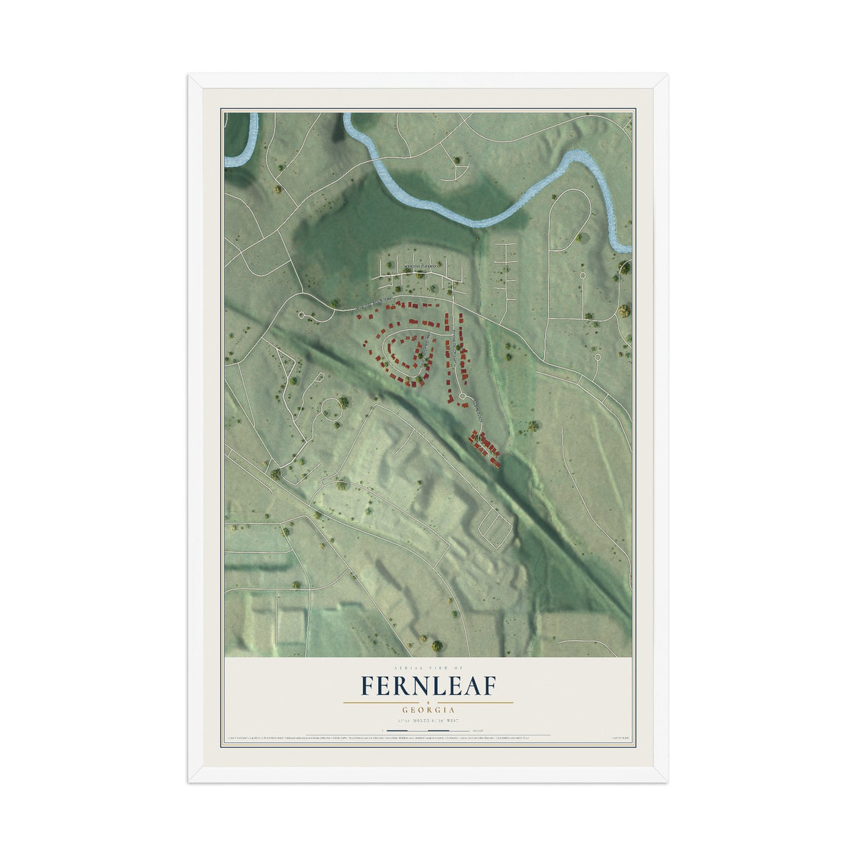 Fernleaf, Georgia map print, 12" x 18" W/ White Ayous Wood Frame mockup