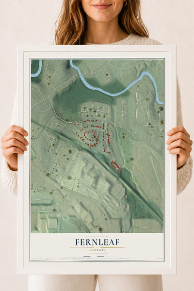 Fernleaf, Georgia map print, 18" x 24" W/ White Ayous Wood Frame mockup