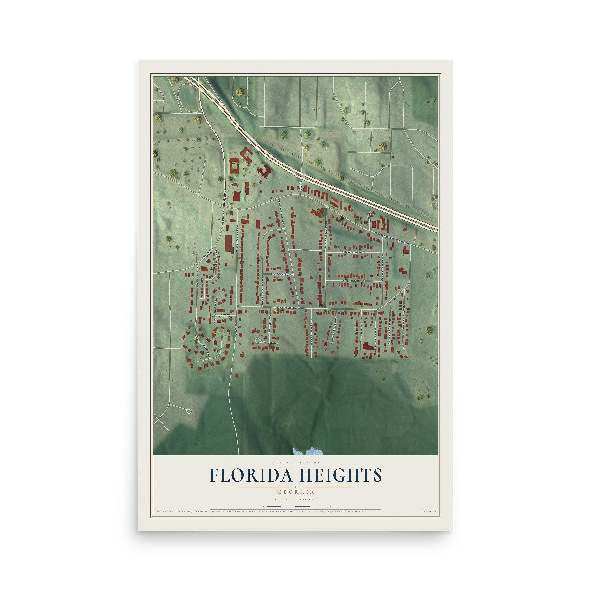 Florida Heights, Georgia map print, 12" x 18" Archival Matte Print mockup