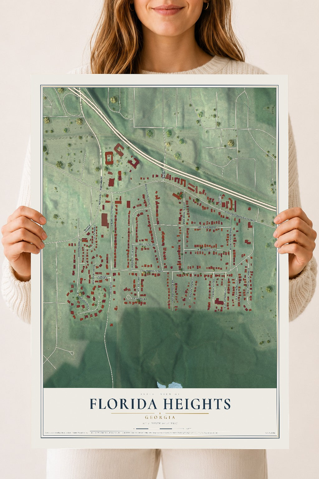 Florida Heights, Georgia map print, 18" x 24" Archival Matte Print mockup