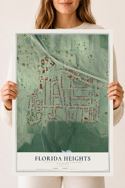 Florida Heights, Georgia map print, 18" x 24" Archival Matte Print mockup