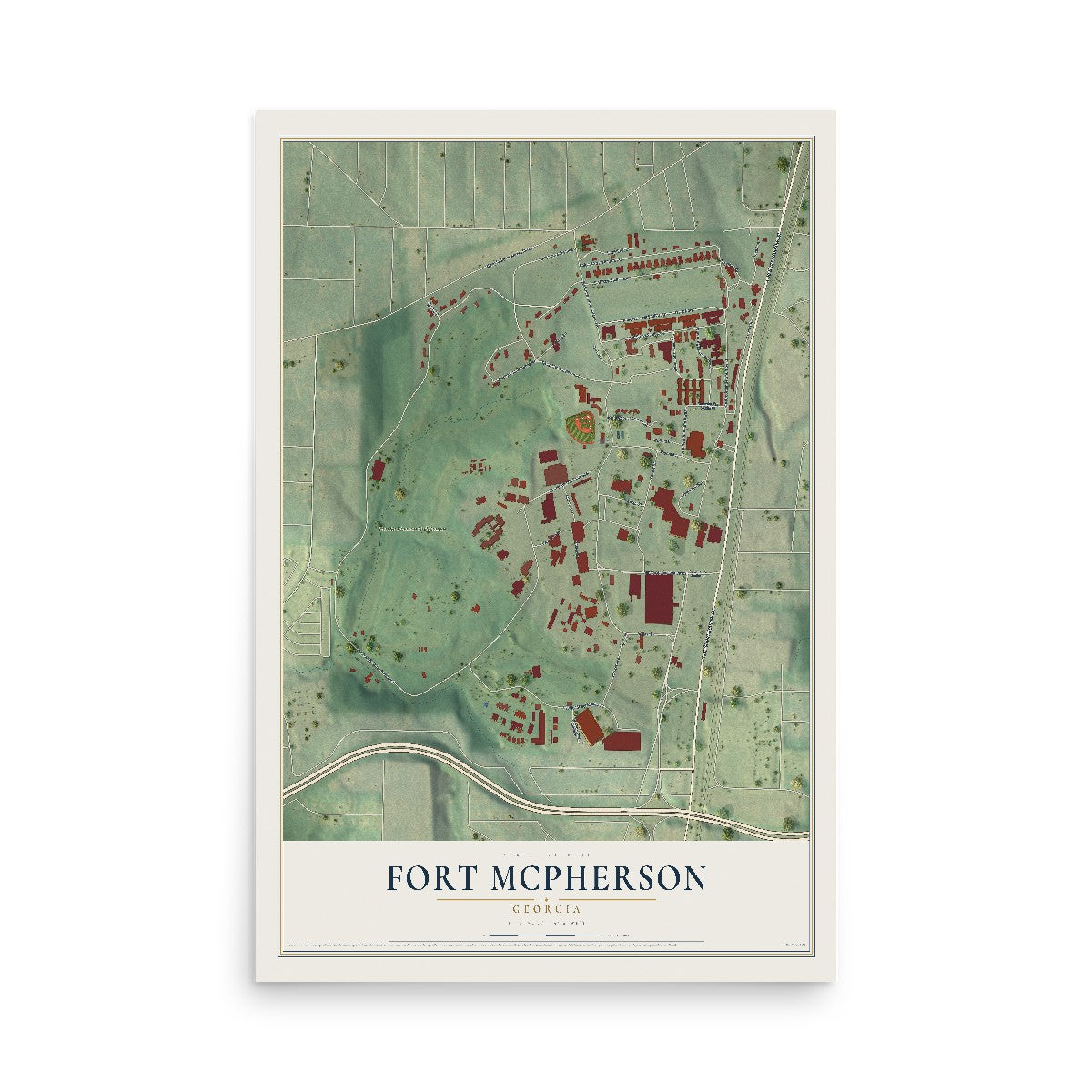 Fort McPherson, Georgia map print, 12" x 18" Archival Matte Print mockup