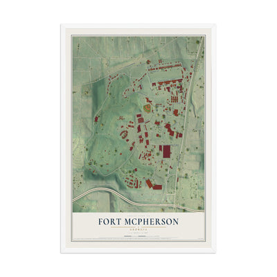 Fort McPherson, Georgia map print, 12" x 18" W/ White Ayous Wood Frame mockup