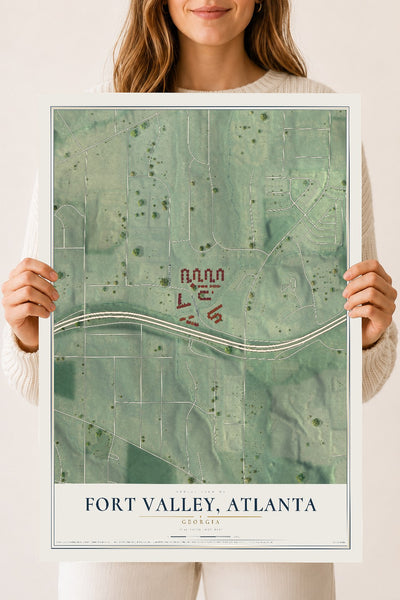 Fort Valley, Georgia map print, 18" x 24" Archival Matte Print mockup