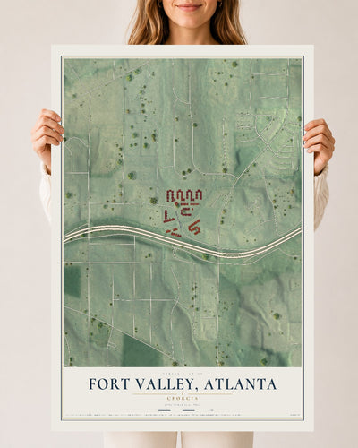 Fort Valley, Georgia map print, 24" x 36" Archival Matte Print mockup