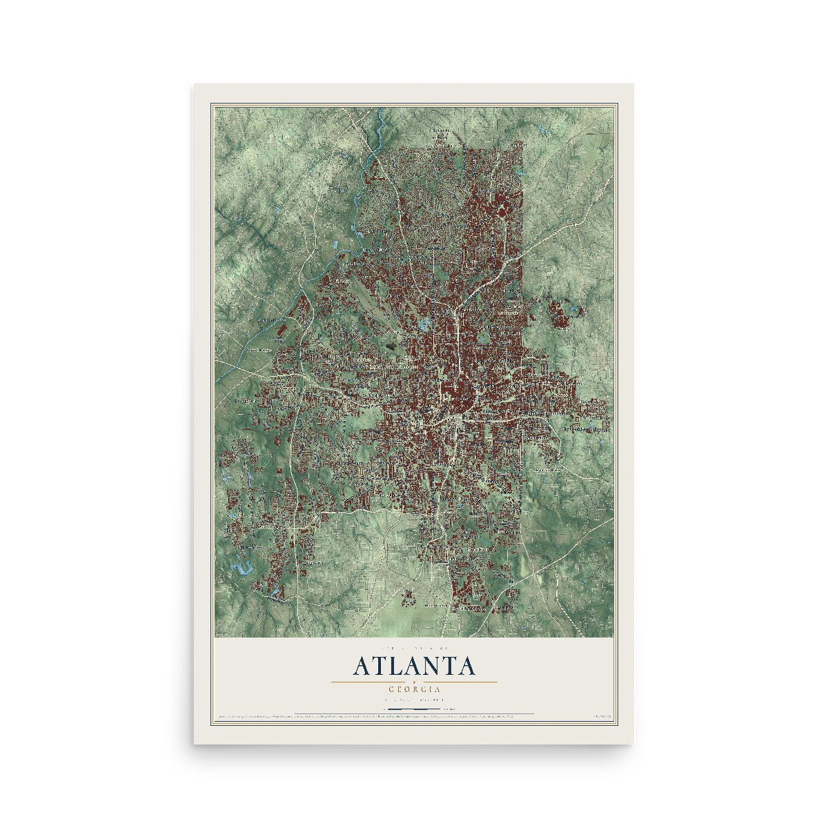 Atlanta, Georgia map print, 12" x 18" Archival Matte Print mockup