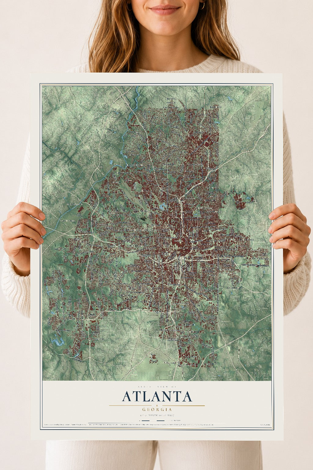 Atlanta, Georgia map print, 18" x 24" Archival Matte Print mockup