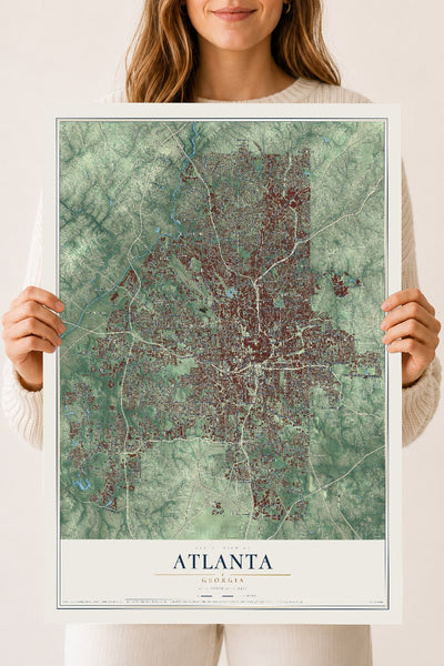 Atlanta, Georgia map print, 18" x 24" Archival Matte Print mockup