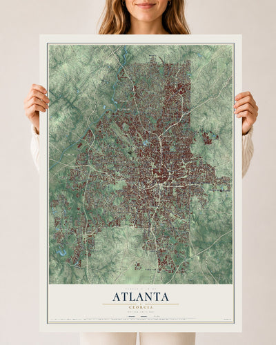Atlanta, Georgia map print, 24" x 36" Archival Matte Print mockup