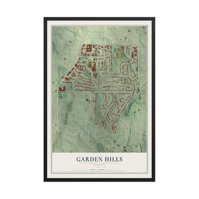 Garden Hills, Georgia map print, 12" x 18" W/ Black Ayous Wood Frame mockup