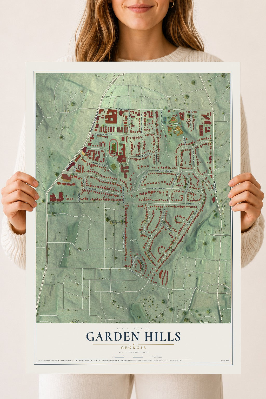 Garden Hills, Georgia map print, 18" x 24" Archival Matte Print mockup