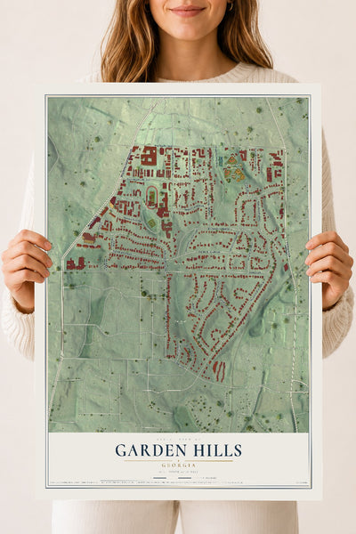 Garden Hills, Georgia map print, 18" x 24" Archival Matte Print mockup