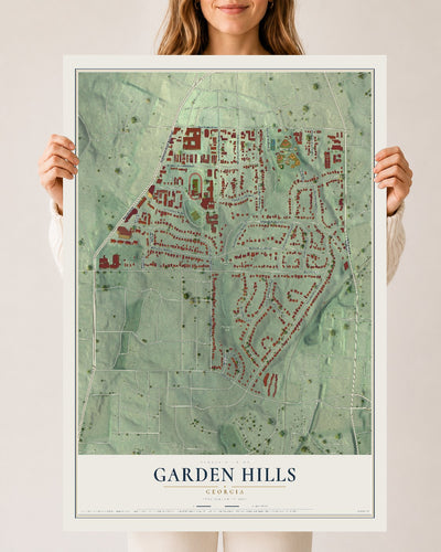 Garden Hills, Georgia map print, 24" x 36" Archival Matte Print mockup