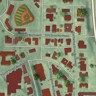 Close-up 1 of the Georgia Tech, Georgia map artwork