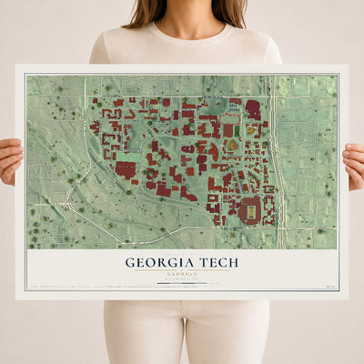 Georgia Tech, Georgia map print, 18" x 24" Archival Matte Print mockup