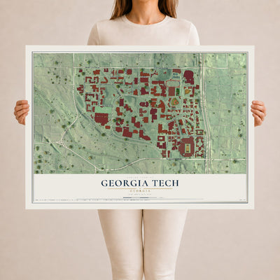 Georgia Tech, Georgia map print, 24" x 36" Archival Matte Print mockup