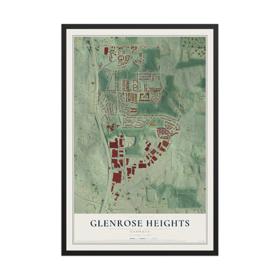 Glenrose Heights, Georgia map print, 12" x 18" W/ Black Ayous Wood Frame mockup