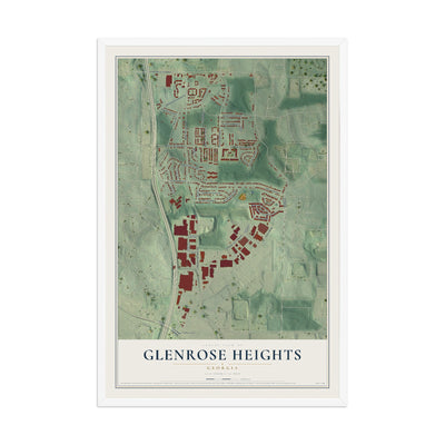 Glenrose Heights, Georgia map print, 12" x 18" W/ White Ayous Wood Frame mockup