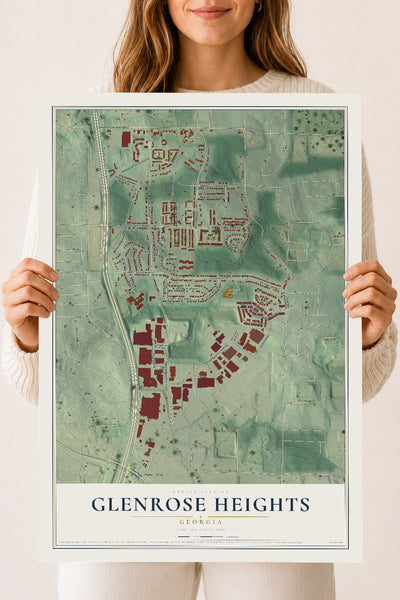 Glenrose Heights, Georgia map print, 18" x 24" Archival Matte Print mockup