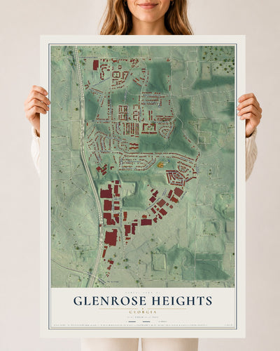 Glenrose Heights, Georgia map print, 24" x 36" Archival Matte Print mockup