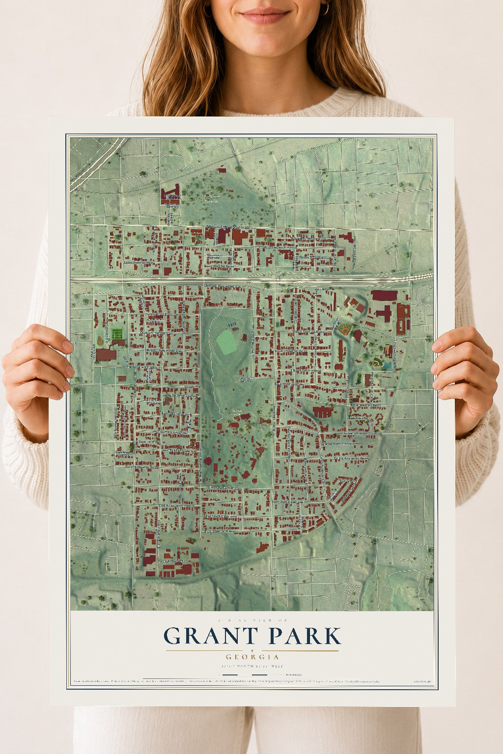 Grant Park, Georgia map print, 18" x 24" Archival Matte Print mockup
