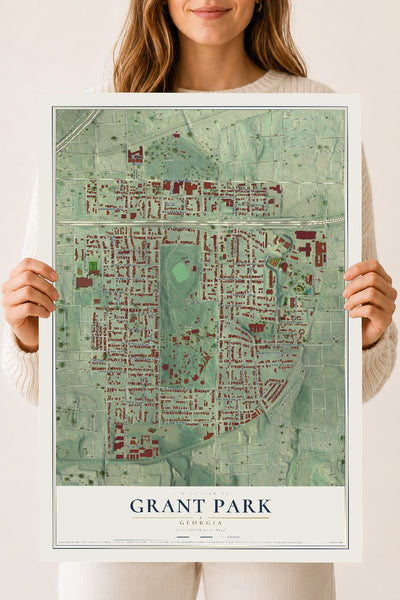 Grant Park, Georgia map print, 18" x 24" Archival Matte Print mockup