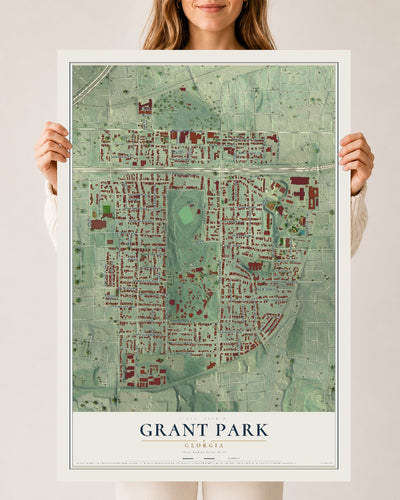 Grant Park, Georgia map print, 24" x 36" Archival Matte Print mockup